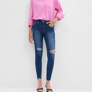 Gap Favorite Jeggings Stretch Distressed Mid-Rise Ankle Skinny Jeans, Size 8/29